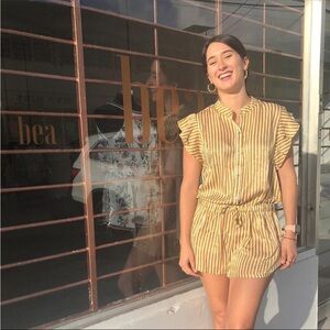 Striped mustard Yellow Romper